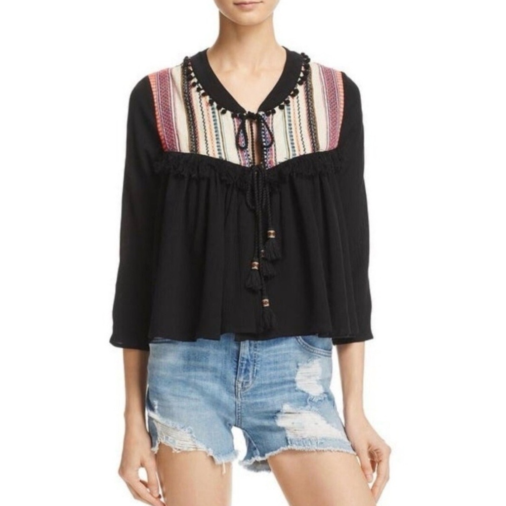 Bohemian Black and Multicolor Blouse